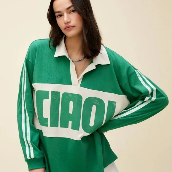 Daydreamer Green and White Rugby Shirt - Picture 1 of 11